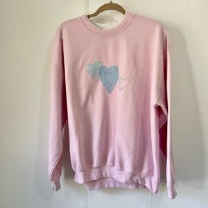 Pink Embroidered Hearts Crewneck Sweatshirt